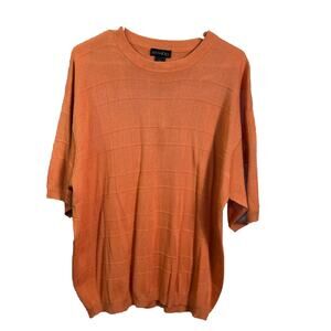 NWT Mens XXL Silk Blend Short Sleeve Sweater Orange Lightweight Knit